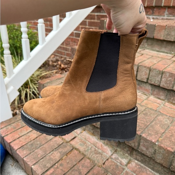Madewell Brown Leather Boots Size 11M Women’s Boots Carina Platform Chelsea - Picture 9 of 11